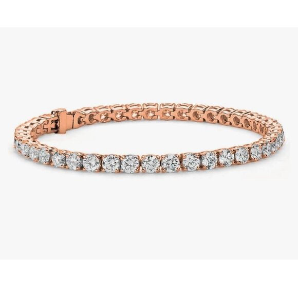 CZ Tennis Bracelet 18k Rose Gold-Plated Cate & Chloe Cubic Zirconia Crystals - Picture 2 of 7